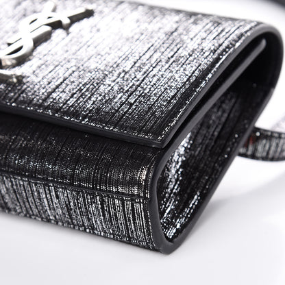 Saint Laurent Metallic Lambskin Lame Kate Belt Bag Black Platine 8 of 8