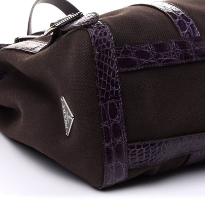 Prada Canapa Cocco Sacca Shoulder Bag Ebano Malva 9 of 11