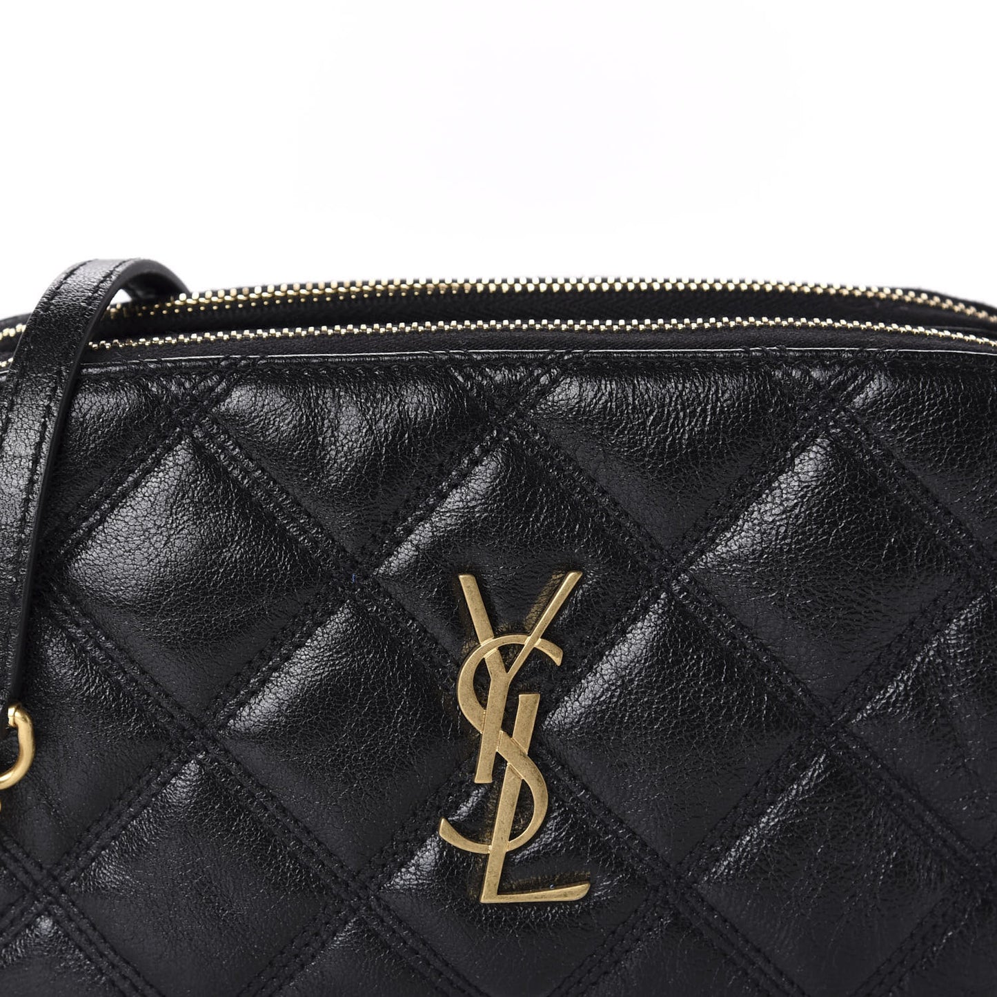 Grained Lambskin Quilted Mini Becky Double Zip Bag Black