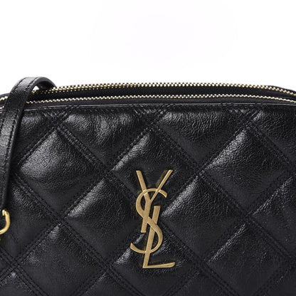 Saint Laurent Grained Lambskin Quilted Mini Becky Double Zip Bag Black 10 of 10