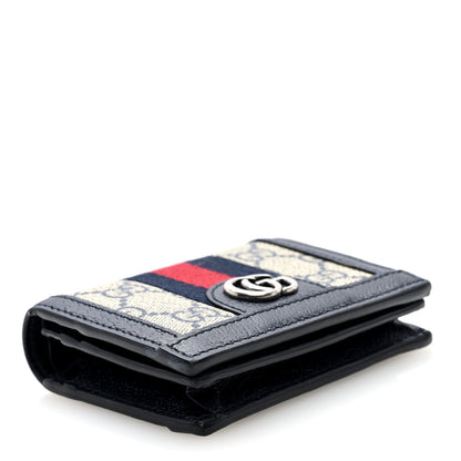 Gucci GG Supreme Monogram Textured Dollar Calfskin Web Ophidia Card Case Beige Blue 4 of 6