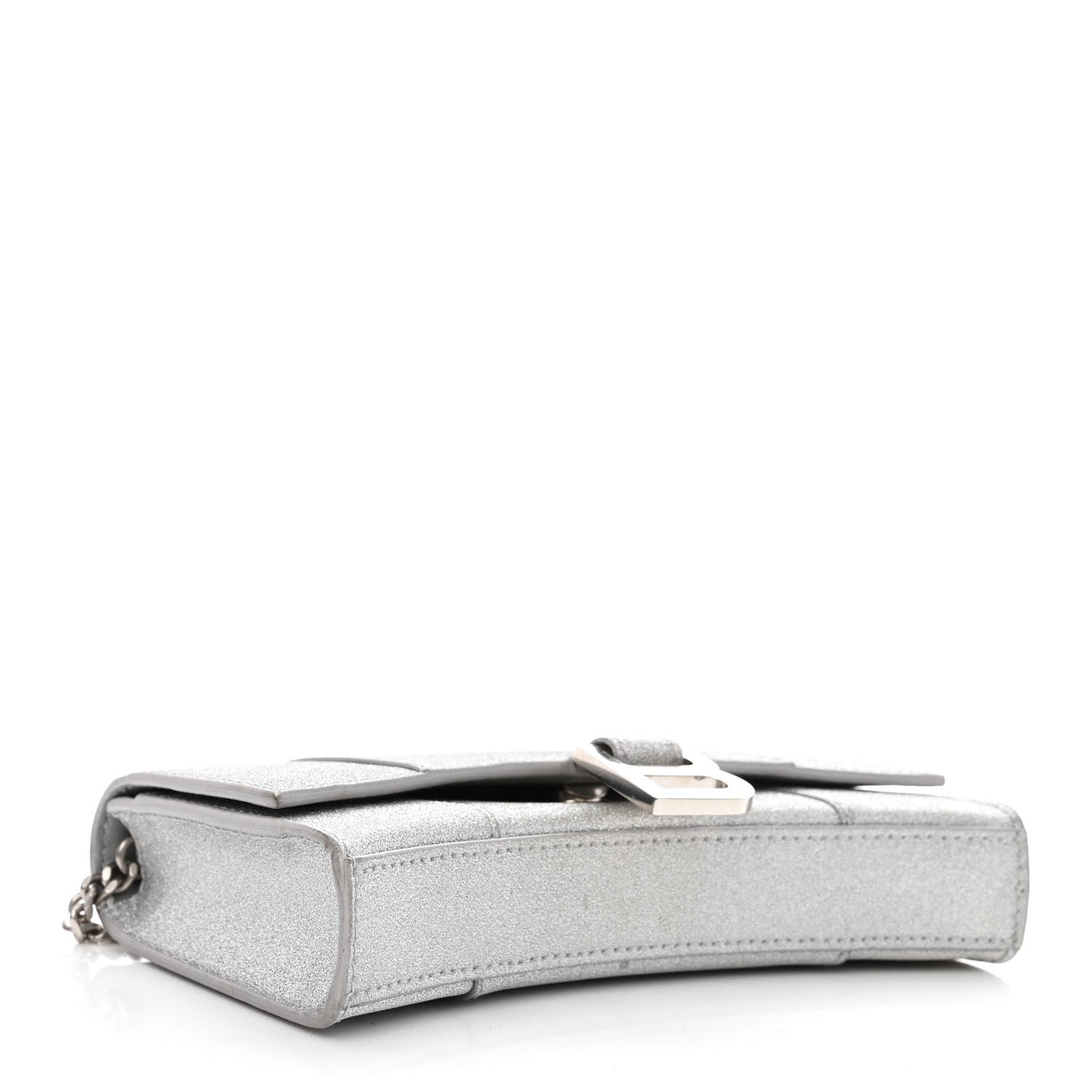Balenciaga Sparkling Fabric XS Hourglass Wallet On Chain Silver 4 of 9