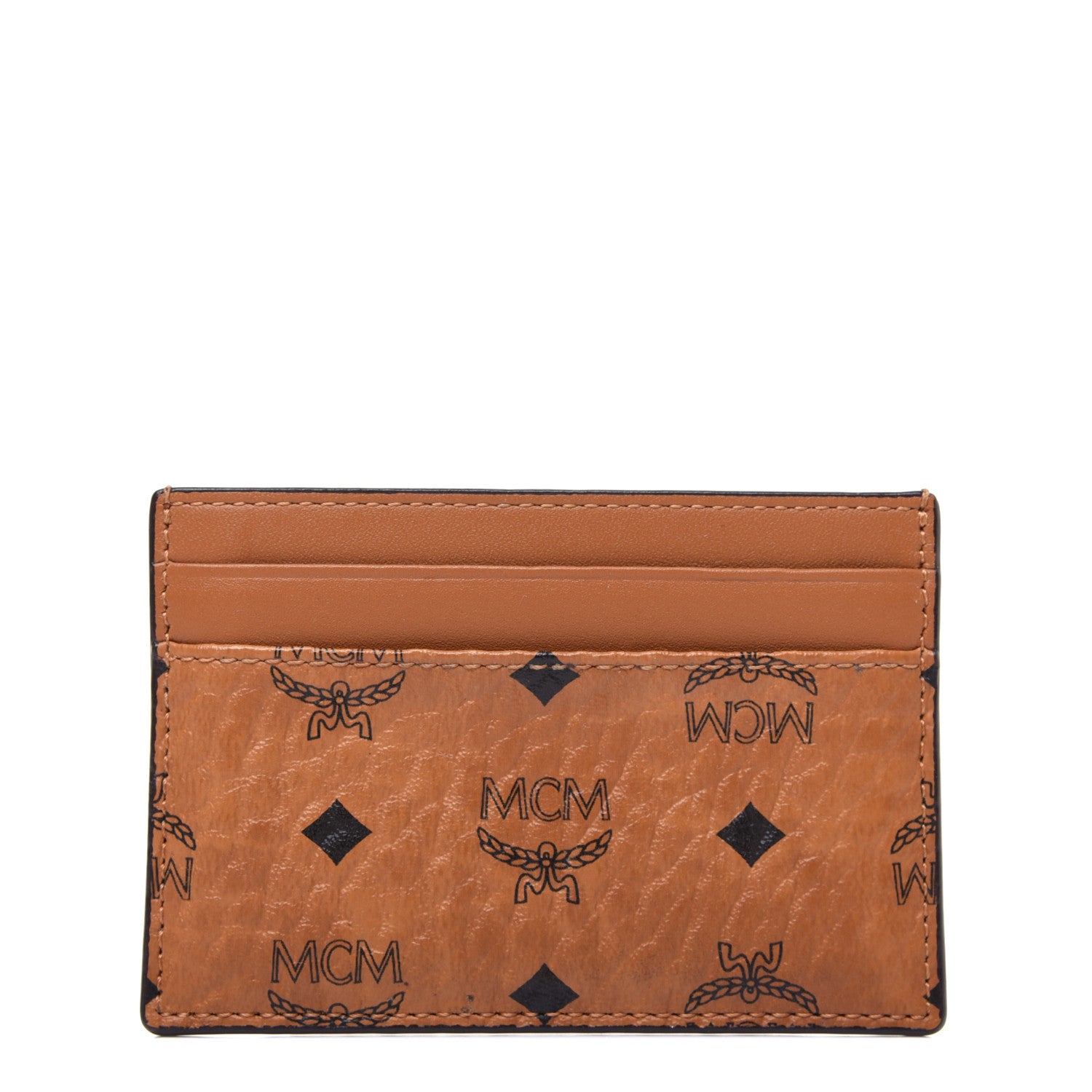 MCM Calfskin Visetos Mini Card Case Cognac 1 of 9
