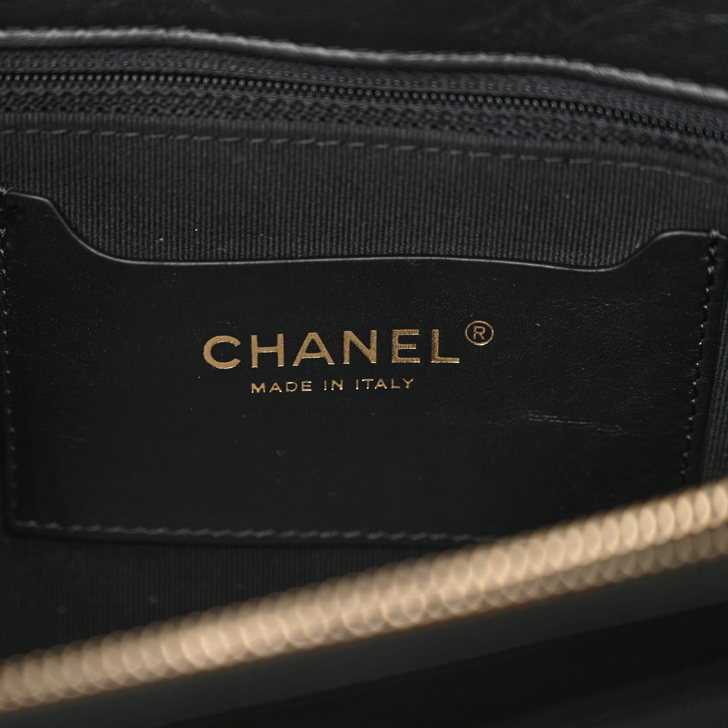 Aged Calfskin Quilted Graphic Catch Shopping Bag Black