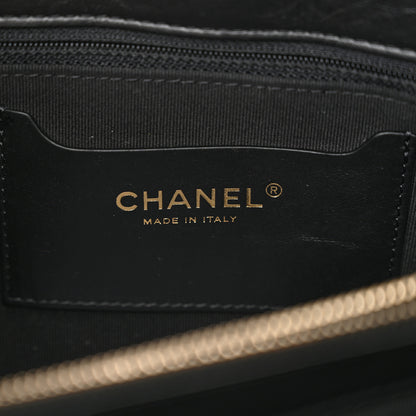 Chanel Aged Calfskin Quilted Graphic Catch Shopping Bag Black 6 of 11