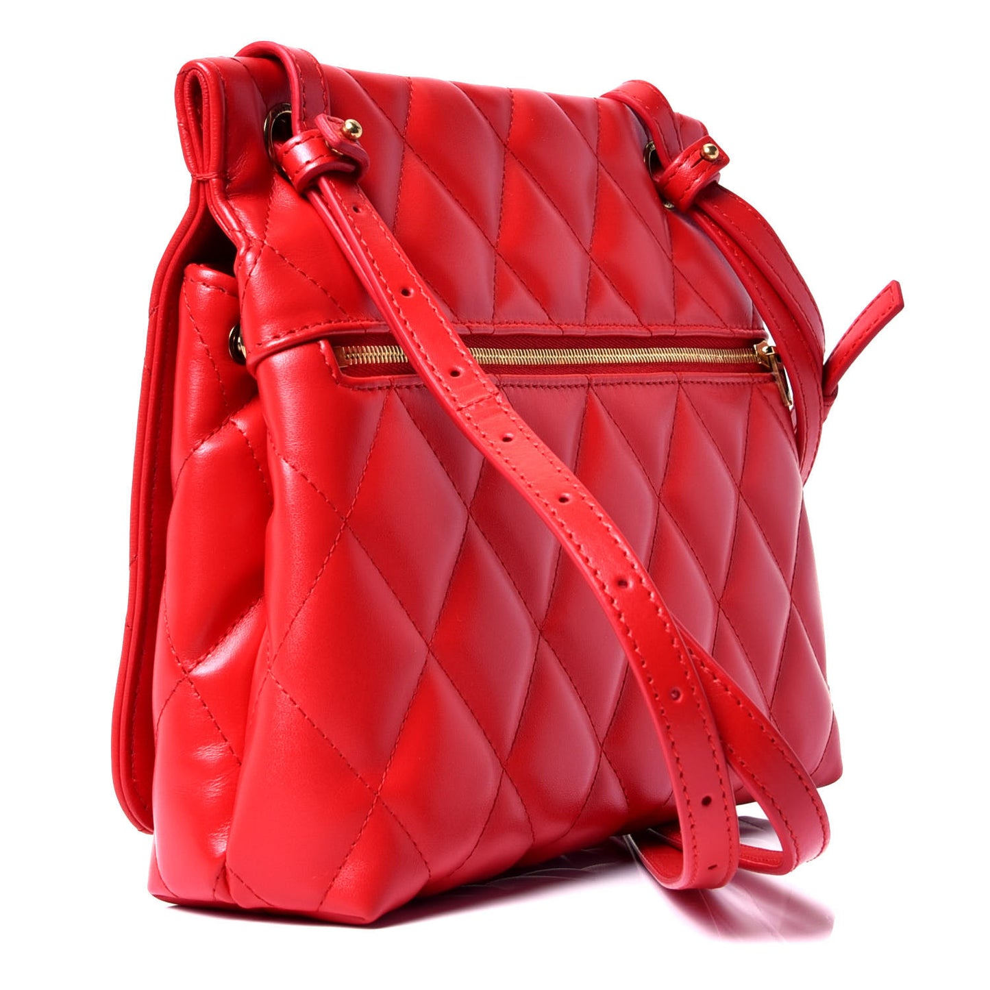 Nappa Calfskin Quilted Medium Touch B Shoulder Bag Bright Red