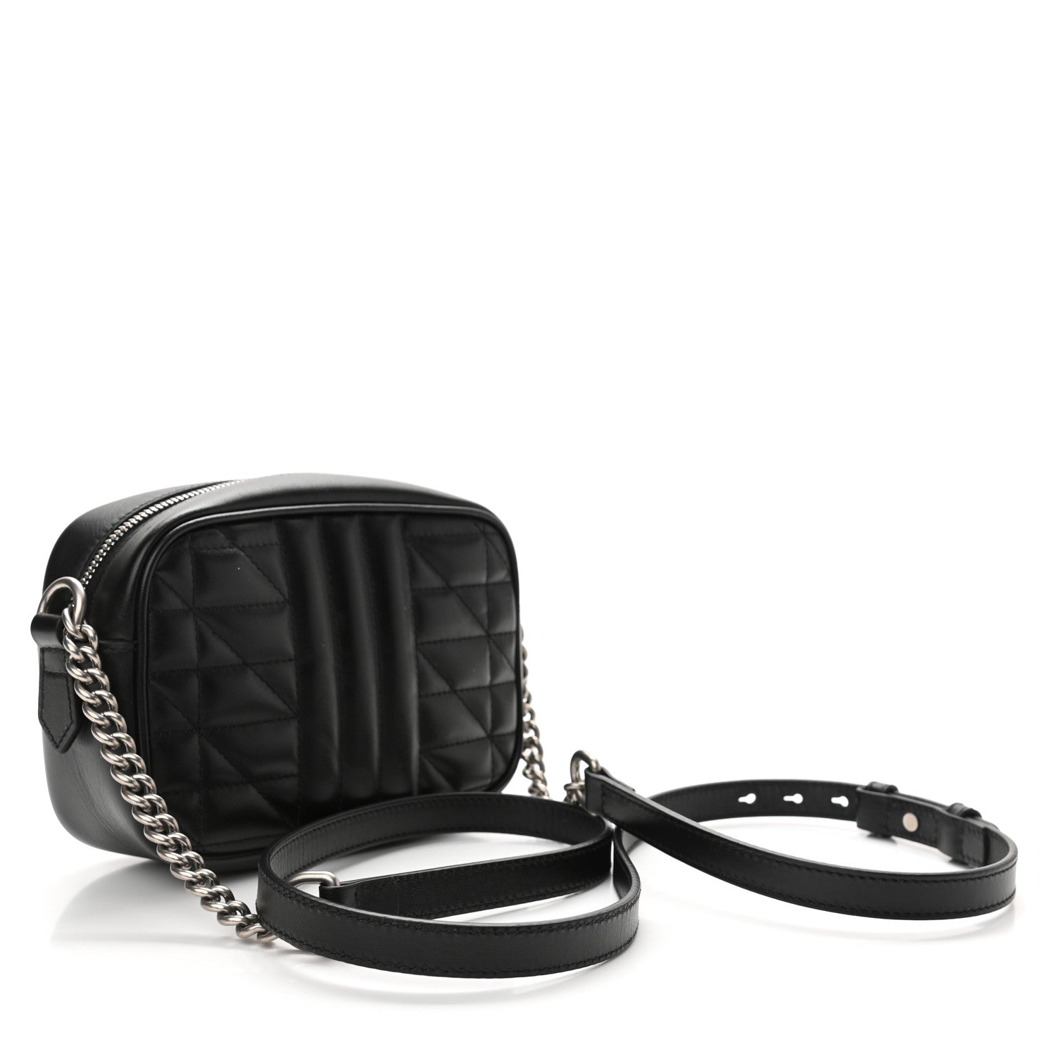 Gucci Calfskin Matelasse Aria Mini GG Marmont Chain Shoulder Bag Black 3 of 12