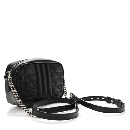 Gucci Calfskin Matelasse Aria Mini GG Marmont Chain Shoulder Bag Black 3 of 12