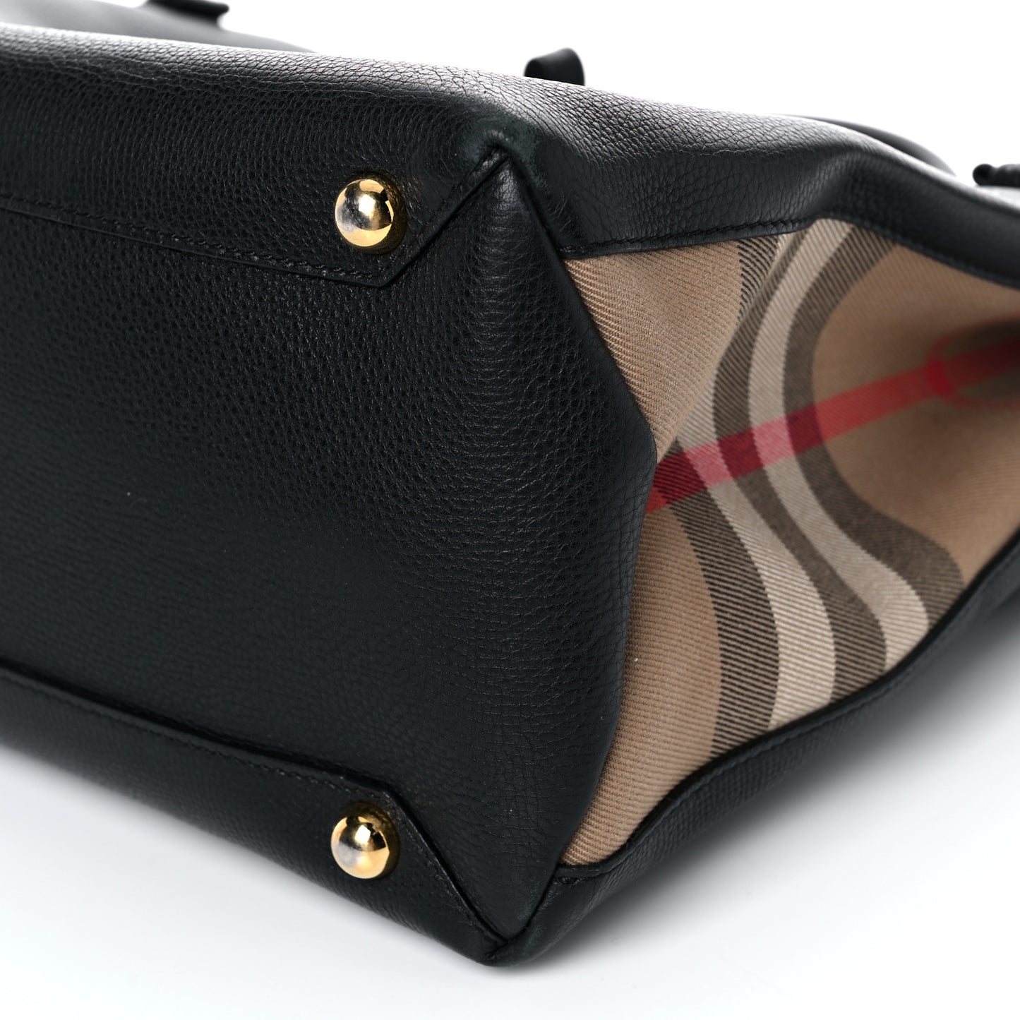 Grainy Calfskin House Check Large Banner Tote Black