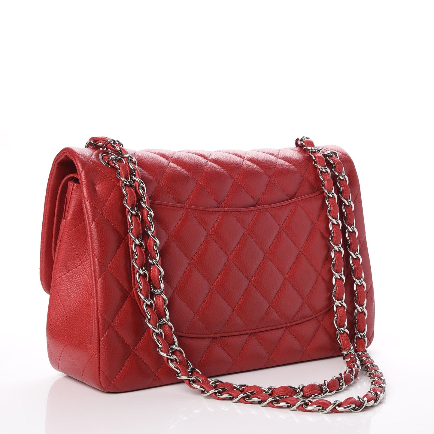 Caviar Quilted Jumbo Double Flap Dark Red