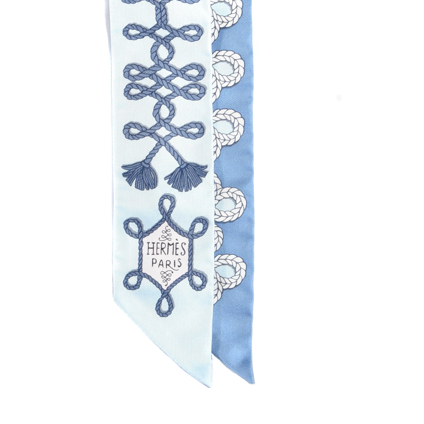 Hermes Silk Galons Et Brandebourg Twilly Ciel Ocean White 2 of 4