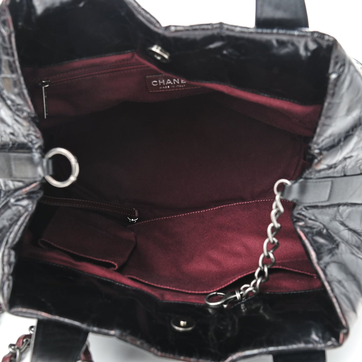 Iridescent Calfskin Quilted Large In The Mix Tote Black