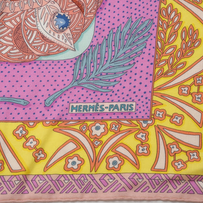 Hermes Cashmere Silk Zenobie Reine de Palmyre Shawl 140 Vert D Eau Rose Jaune Vif 3 of 7