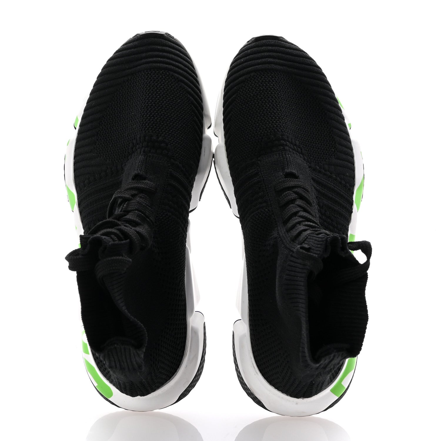 Balenciaga Knit Womens Speed Lace Up Graffiti Sneakers 36 Black White Fluo Green 2 of 10