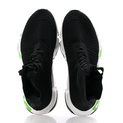 Balenciaga Knit Womens Speed Lace Up Graffiti Sneakers 36 Black White Fluo Green 2 of 10