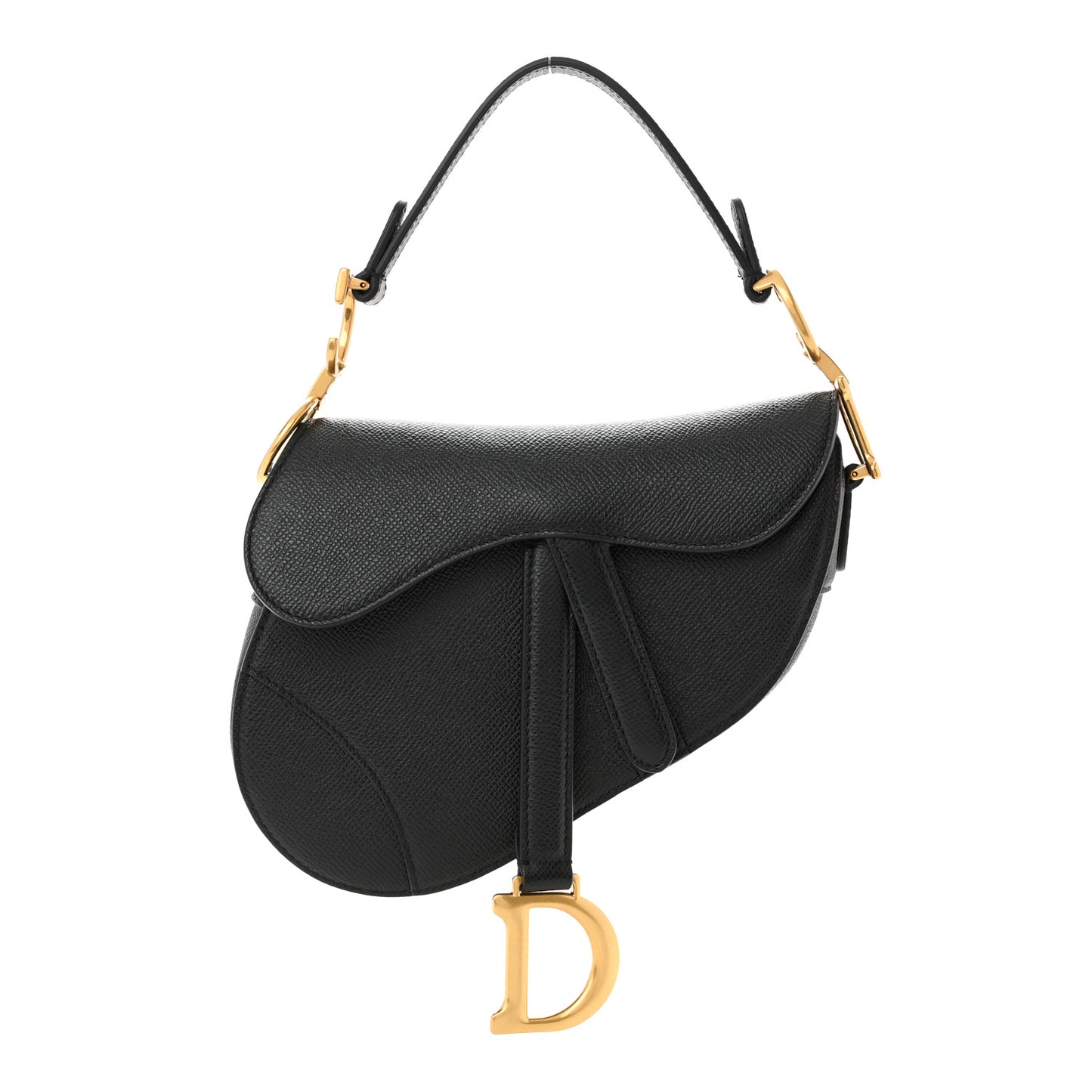 Grained Calfskin Mini Saddle Bag Black