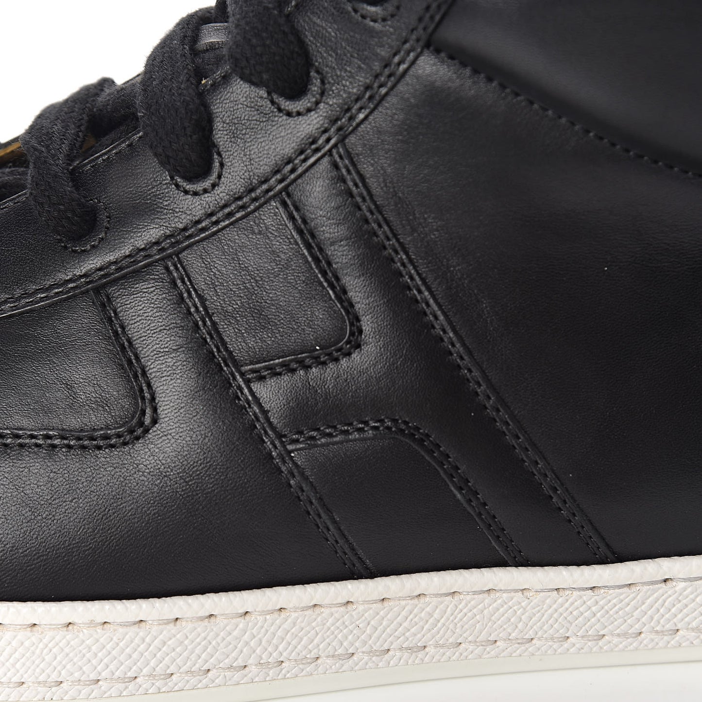 Calfskin Mens High Top Sneakers 43.5 Black White