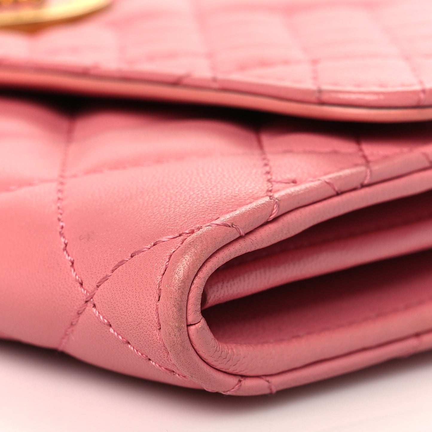 Calfskin Icon Quilted Wallet On Chain Crossbody Pink
