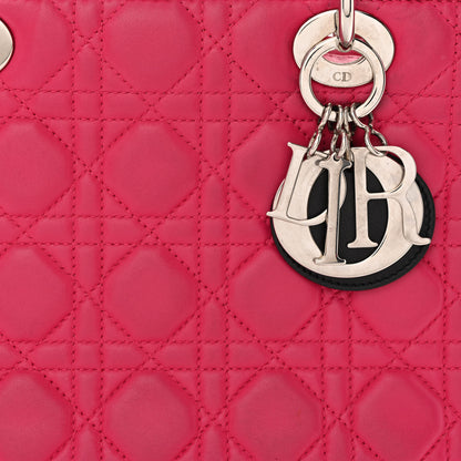 Christian Dior Lambskin Cannage Medium Tri-Color Lady Dior Fuchsia Anemone Black 8 of 20