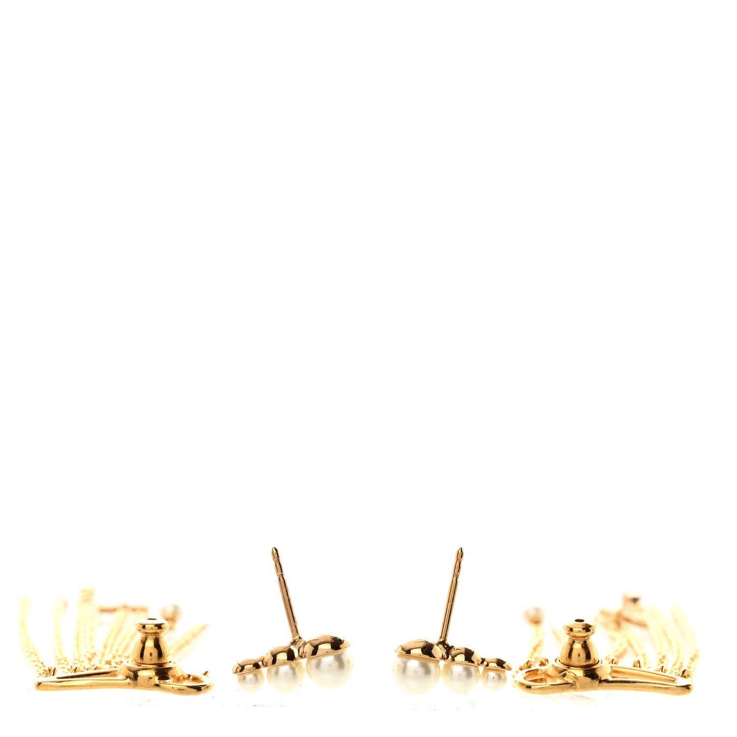 Christian Dior Pearl Dangle Chain Earrings Gold 3 of 5
