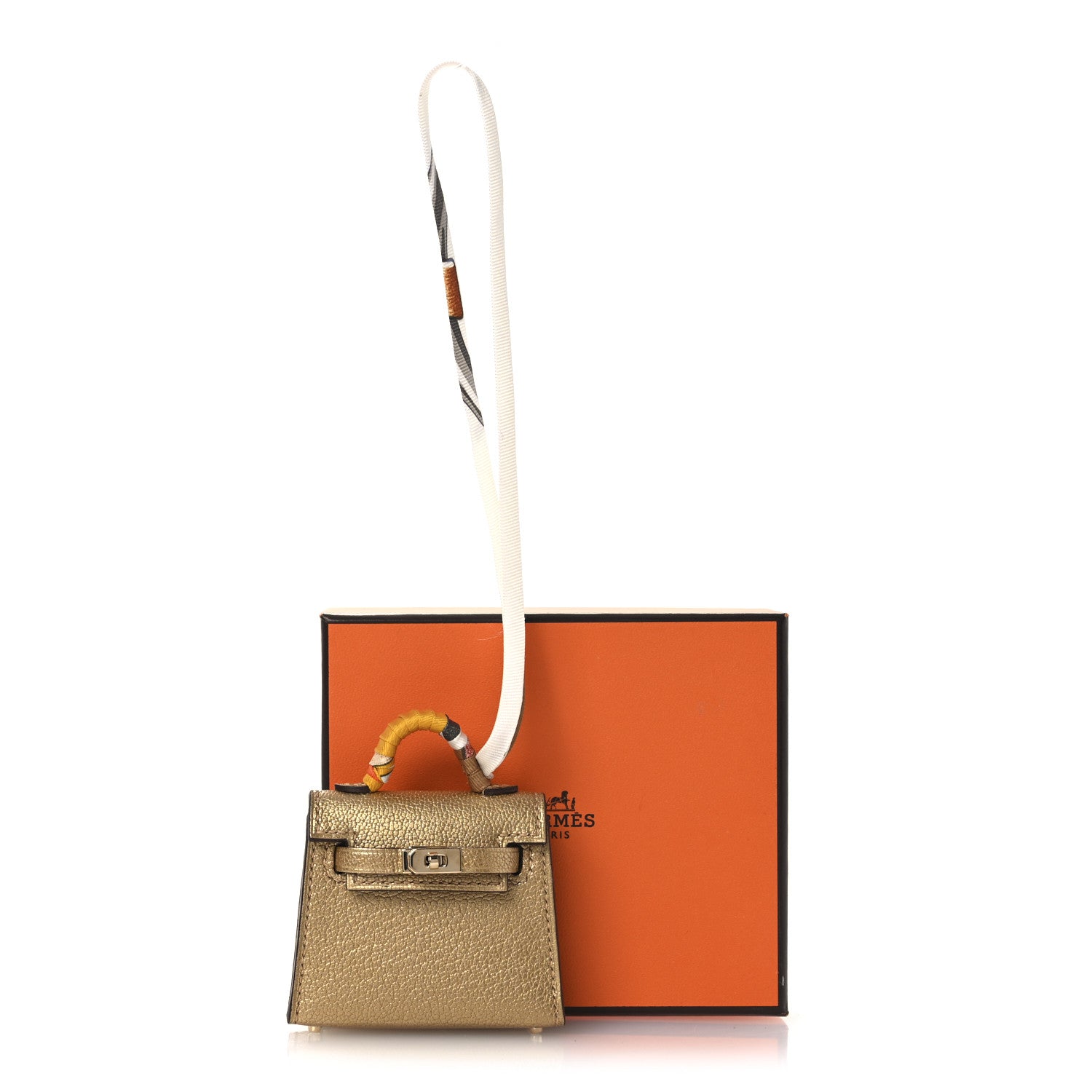 Hermes Metallic Chevre Chamkilight Mini Kelly Twilly Bag Charm Dore 7 of 7