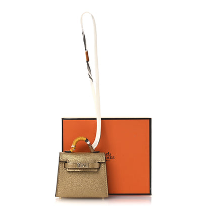 Hermes Metallic Chevre Chamkilight Mini Kelly Twilly Bag Charm Dore 7 of 7