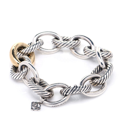 David Yurman Sterling Silver 18K Yellow Gold 19mm Extra Large Oval Link Bracelet 4 of 7