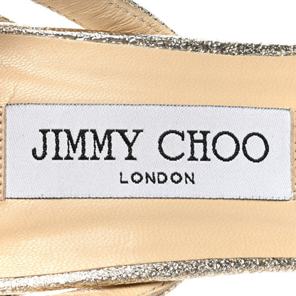 Jimmy Choo Textured Patent Kayden Ankle Strap Sandal 39 Gold 7 of 10