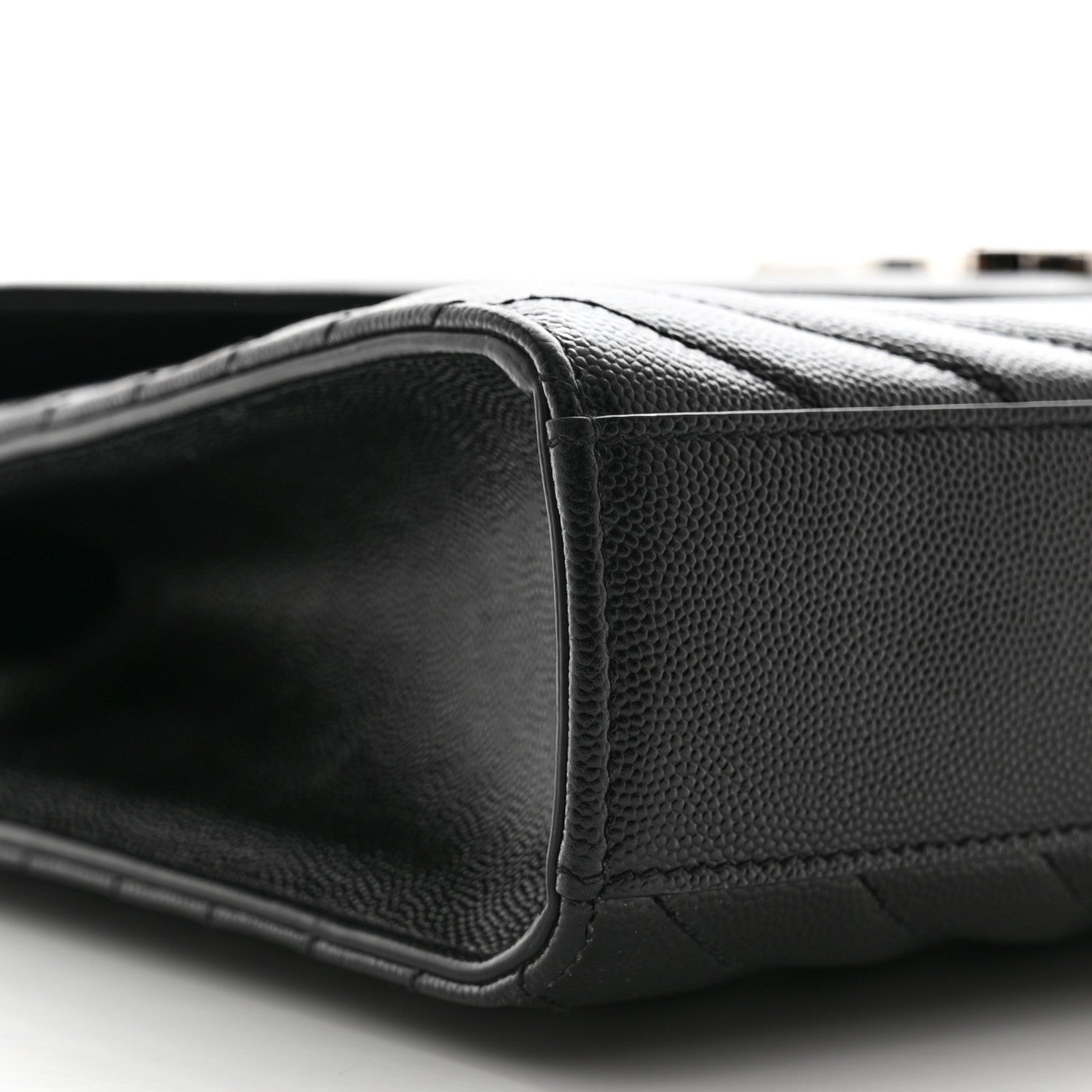 Saint Laurent Grain De Poudre Matelasse Chevron Large Monogram Satchel Black 9 of 10