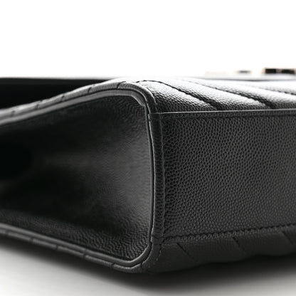 Saint Laurent Grain De Poudre Matelasse Chevron Large Monogram Satchel Black 9 of 10