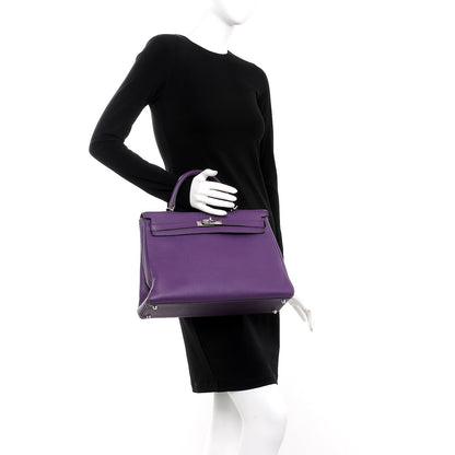 Hermes Taurillon Clemence Kelly Retourne 35 Ultraviolet 3 of 34