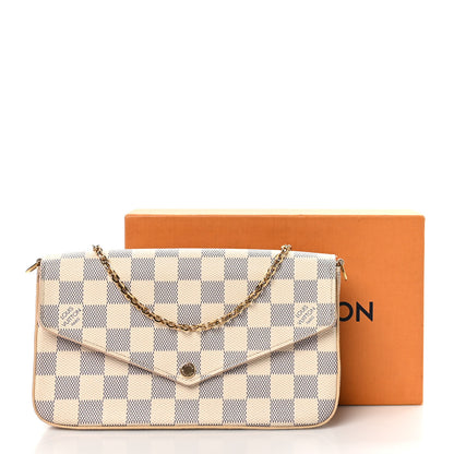 Louis Vuitton Damier Azur Pochette Felicie Chain Wallet Rose Ballerine 12 of 12