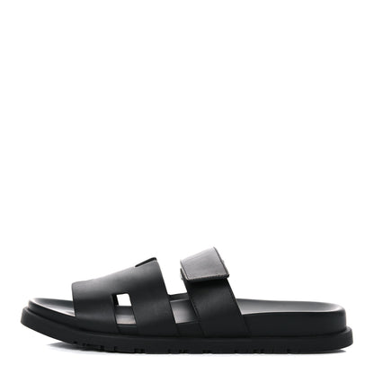 Hermes Calfskin Womens Chypre Sandals 41.5 Black 1 of 11