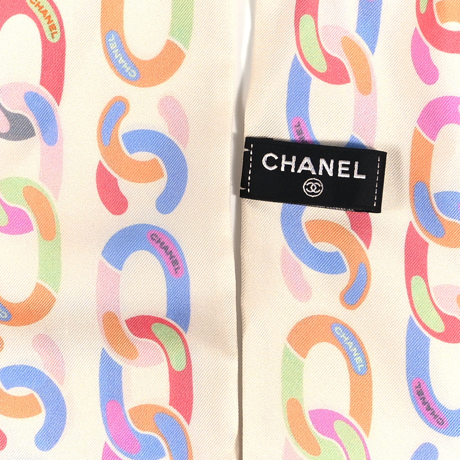 Chanel Silk CC Twilly Hair Tie White Multicolor 3 of 4