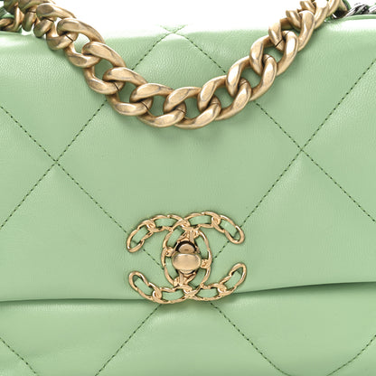 Chanel Goatskin Quilted Medium Chanel 19 Flap Light Green 8 of 10