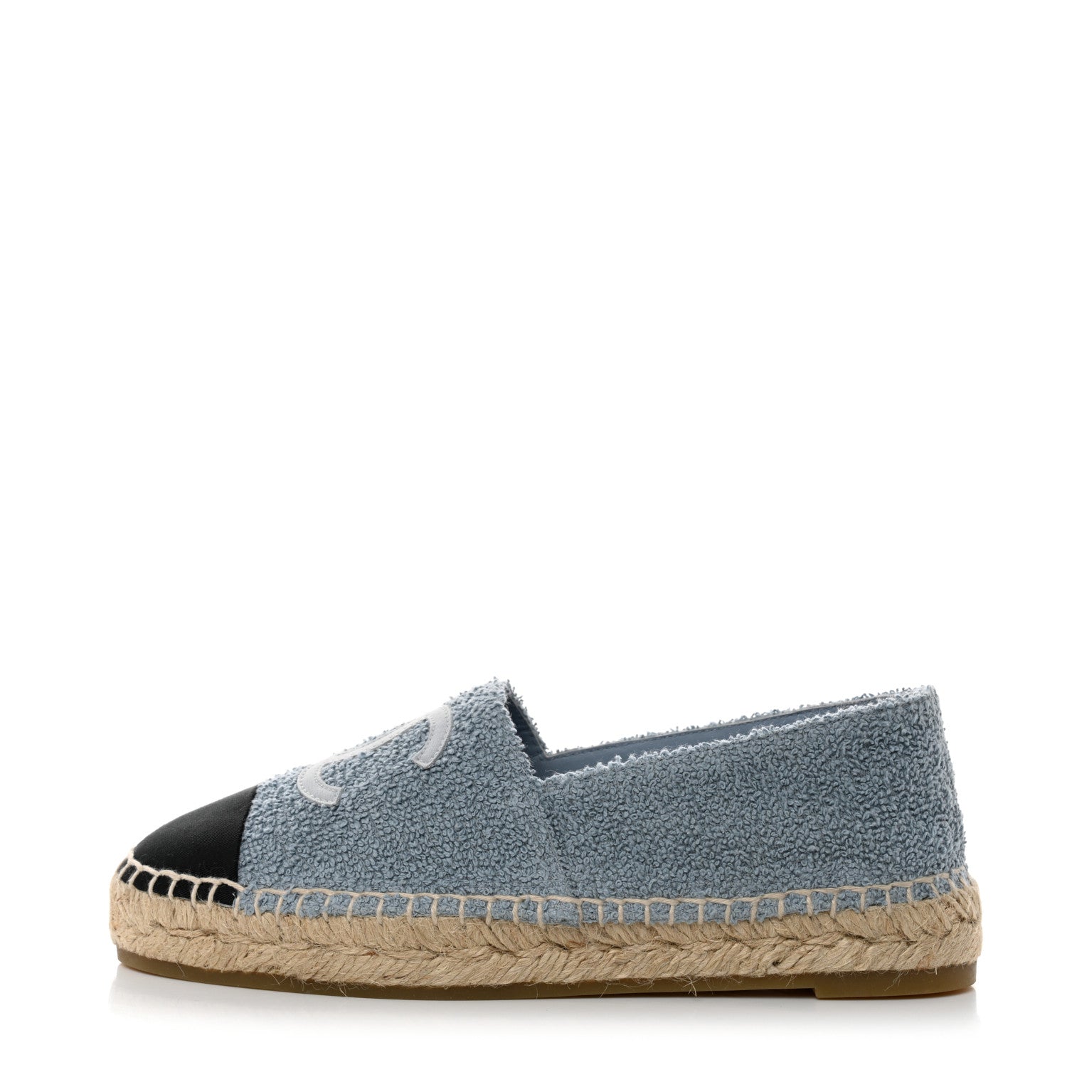 Chanel Fabric Grosgrain CC Espadrilles 37 Blue Light Gray Black 1 of 10