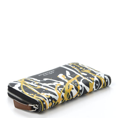 Burberry Trench Calfskin Splash Print Zip Around Wallet Black 3 of 10