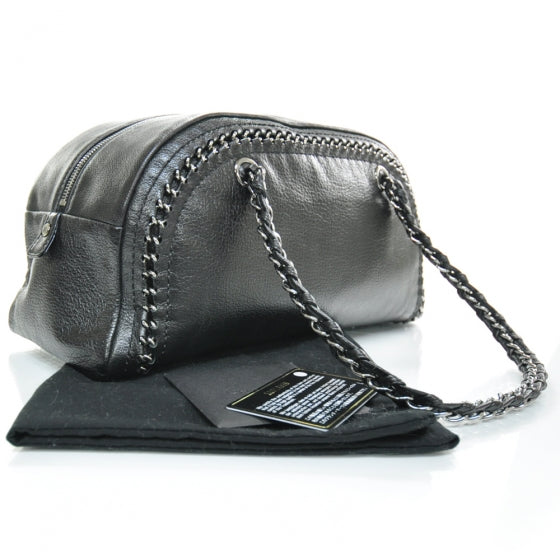 Chanel Leather Luxe Ligne Medium Bowler Metallic Black 2 of 10