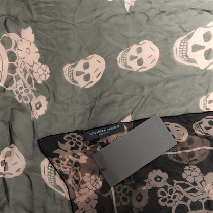 Alexander McQueen Silk Chiffon Geisha Skull Scarf Black 3 of 4
