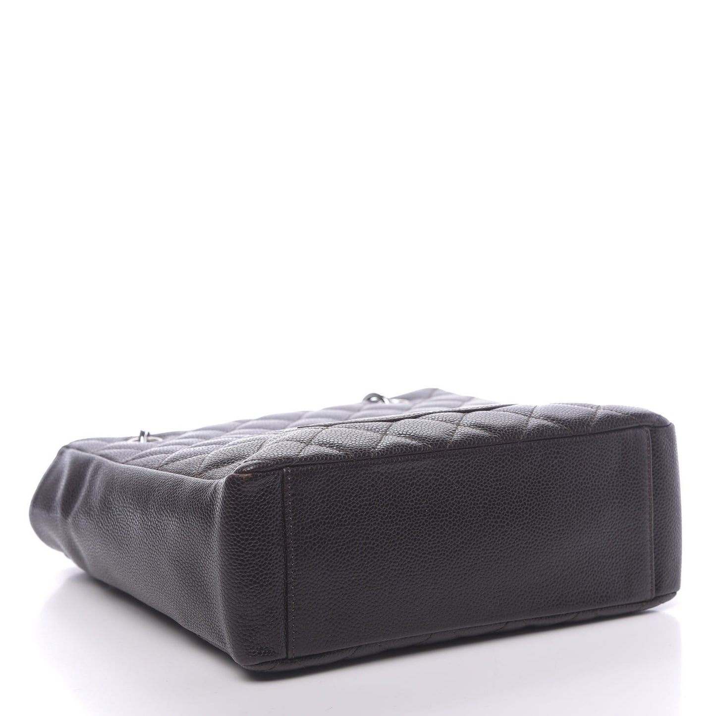 Caviar Quilted Petit Shopping Tote PST Dark Brown