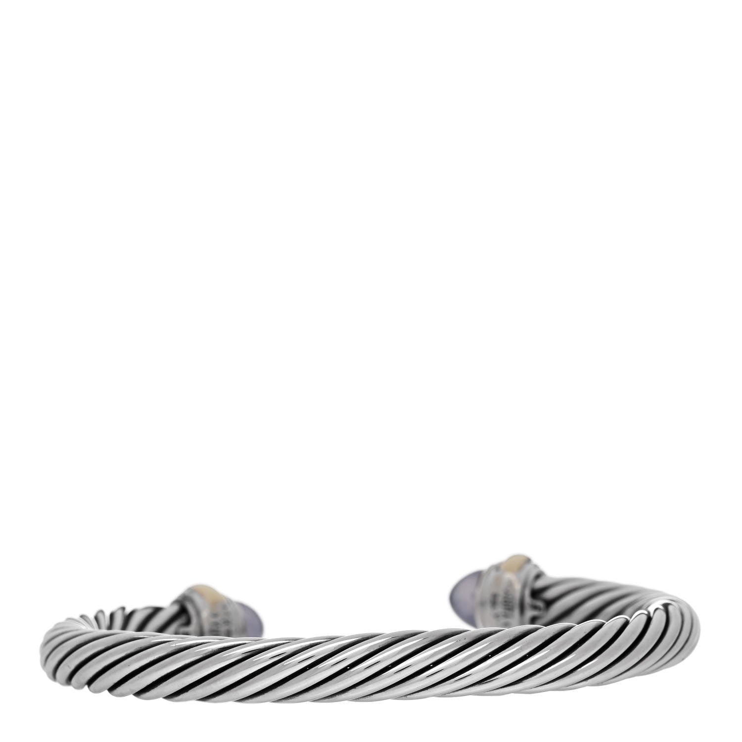 David Yurman Sterling Silver 14K Yellow Gold Chalcedony 7mm Cable Classics Bracelet 2 of 3