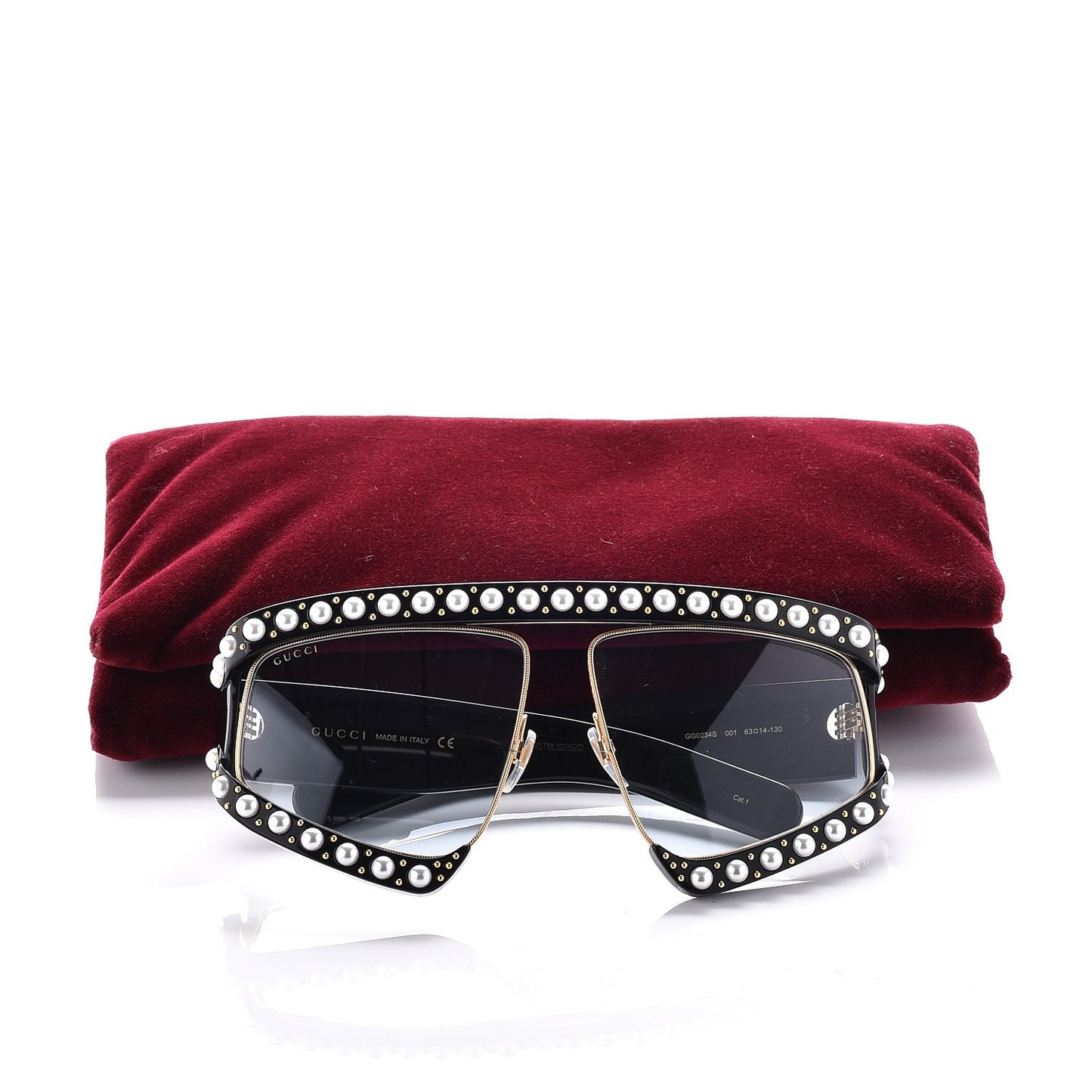 Acetate Pearl Rectangular Frame Sunglasses GG0234S7/S Black