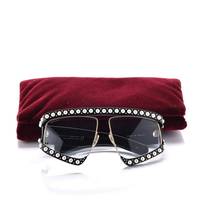 Gucci Acetate Pearl Rectangular Frame Sunglasses GG0234S7/S Black 9 of 9