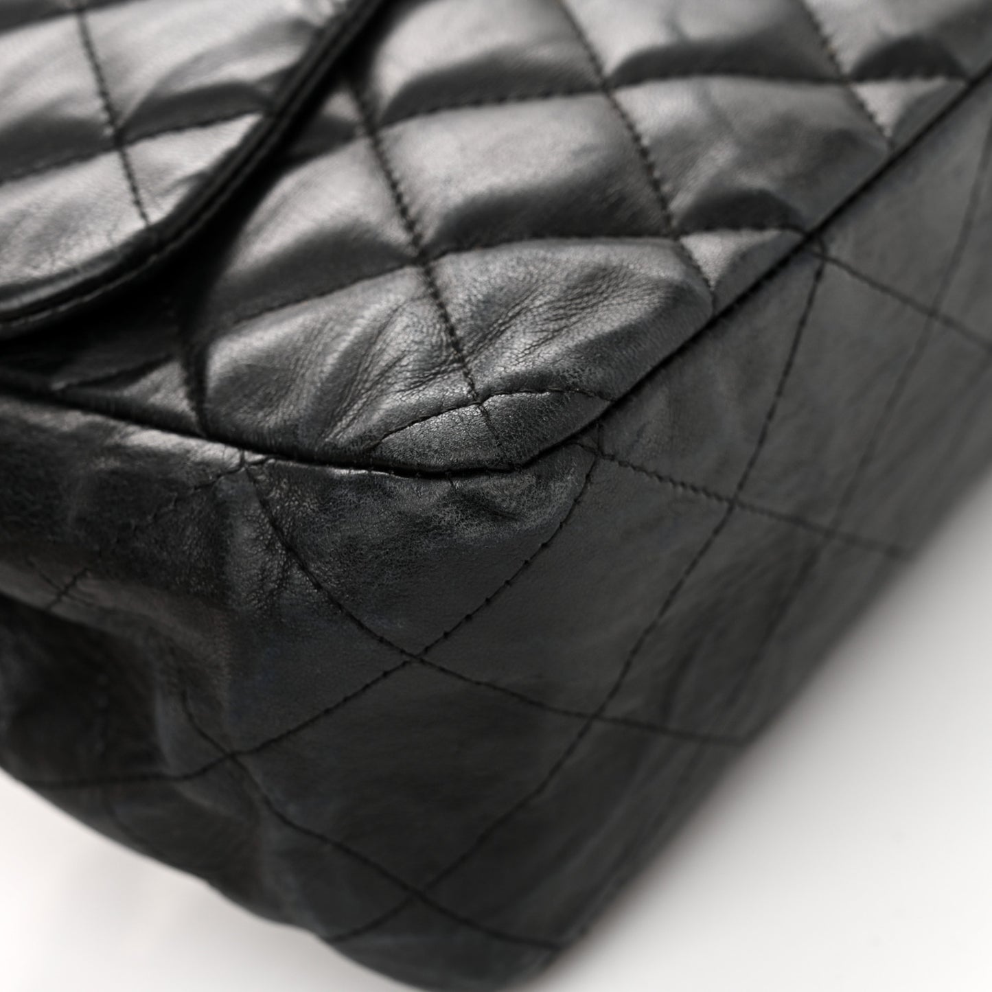Lambskin Quilted Jumbo Single Flap Black