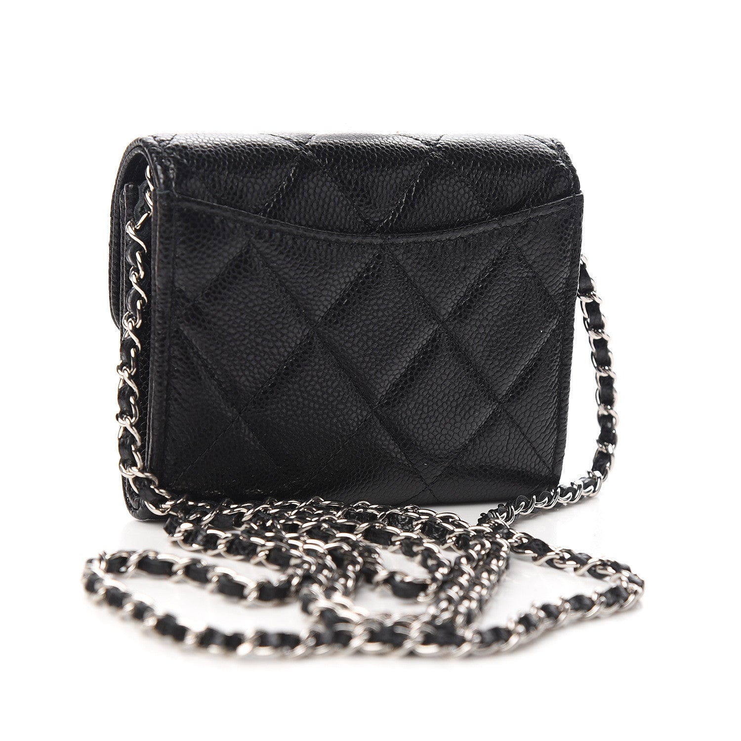 Chanel Caviar Quilted Flap Card Holder On Chain Black 2 of 10