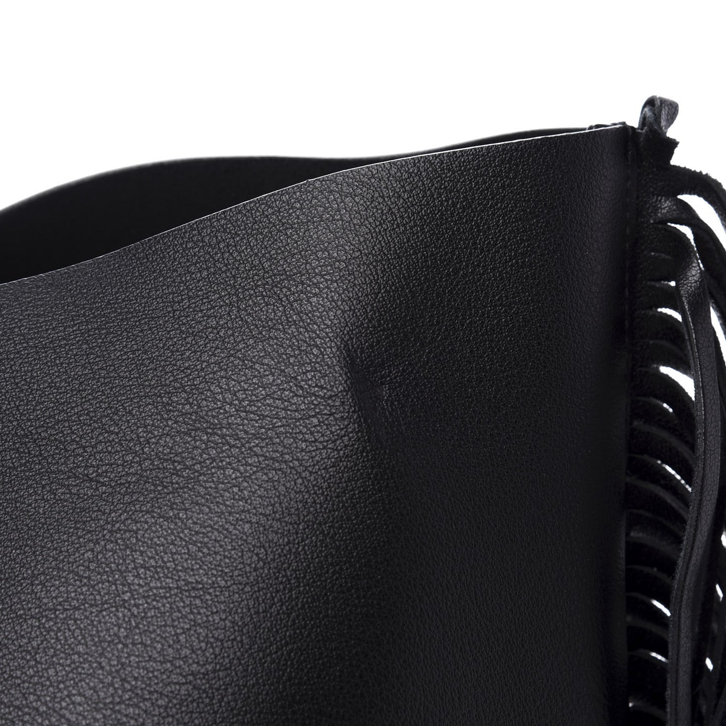 Calfskin Large Fringe Shopping Tote Black