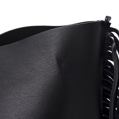 Saint Laurent Calfskin Large Fringe Shopping Tote Black 14 of 15
