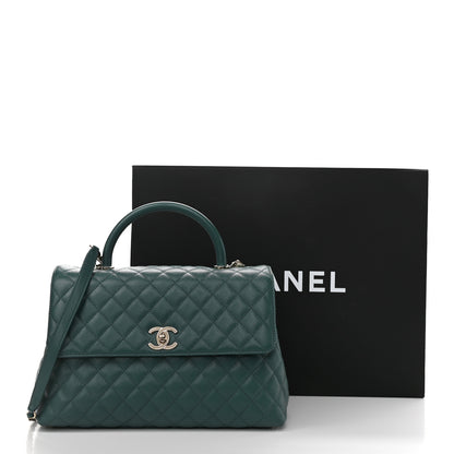 Chanel Caviar Quilted Medium Coco Handle Flap Dark Green 10 of 10