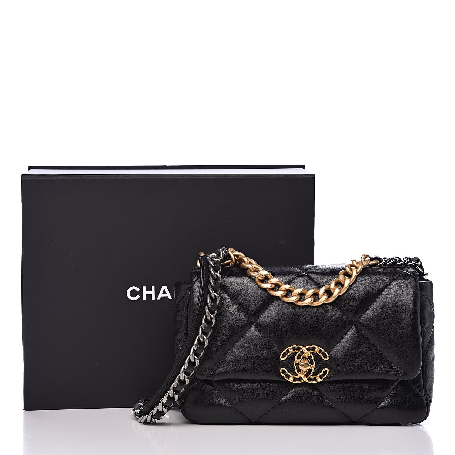 Chanel Goatskin Quilted Medium 19 Flap Black 12 of 12
