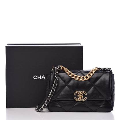 Chanel Goatskin Quilted Medium 19 Flap Black 12 of 12